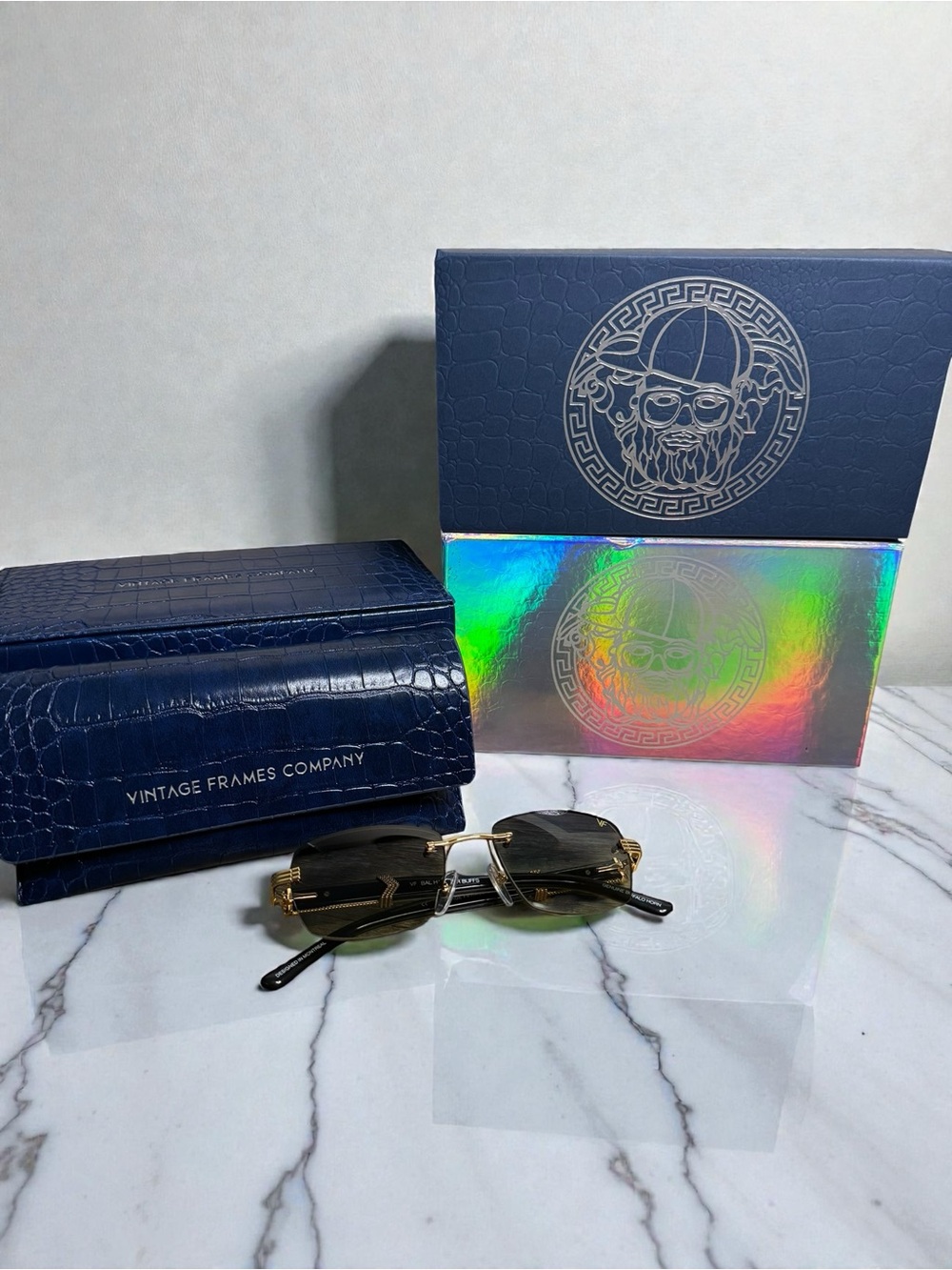 BAL HARBOUR BUFFS RIMLESS WHITE BUFFALO HORN 24KT GOLD